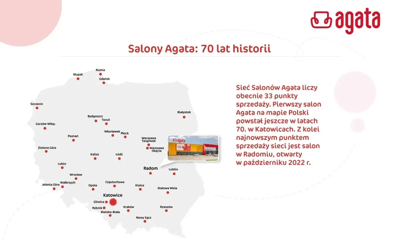 Mapa salon&oacute;w Agata Meble Polska
