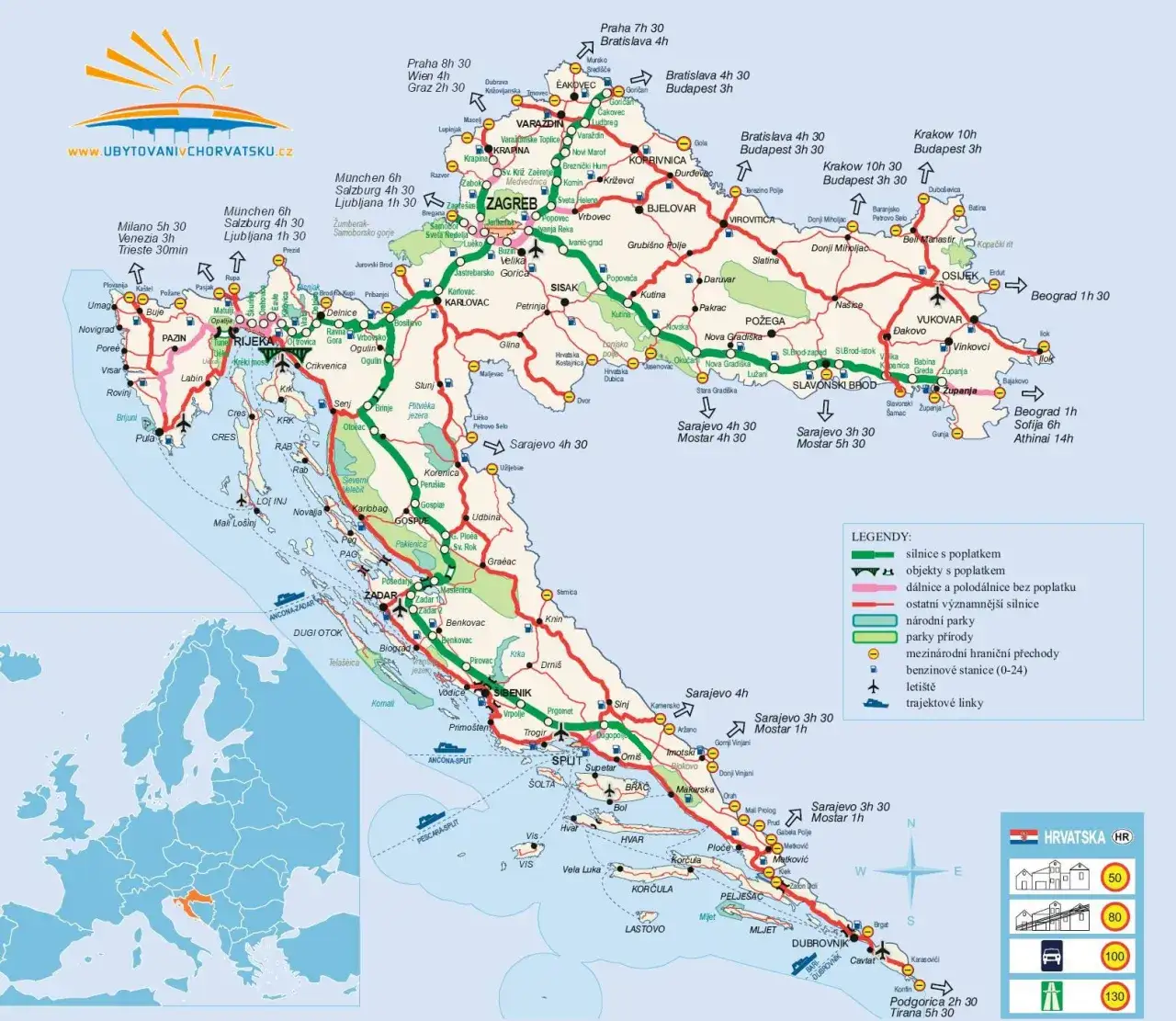 mapa chorwacji regiony tańsze noclegi