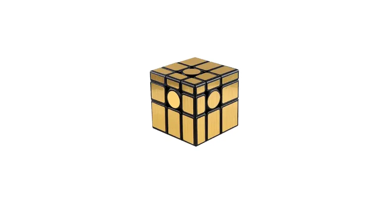 Złoty mirror cube, błyszczący jak lustro, czeka na rozwiązanie.
