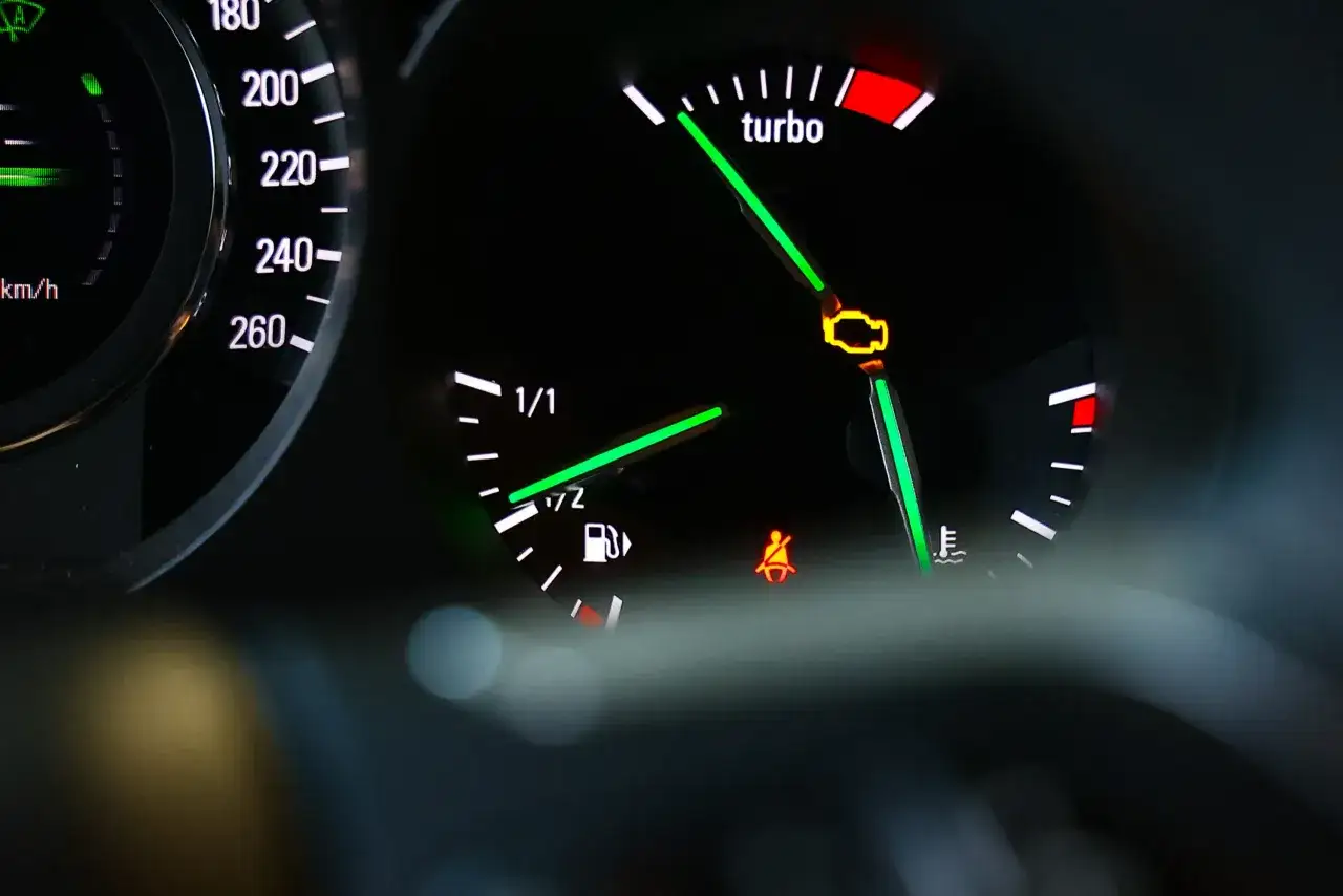 Kontrolka silnika świeci, turbo wskaźnik na czerwonym polu. Może to oznaczać problem z DPF i konieczność wypalania dpf.