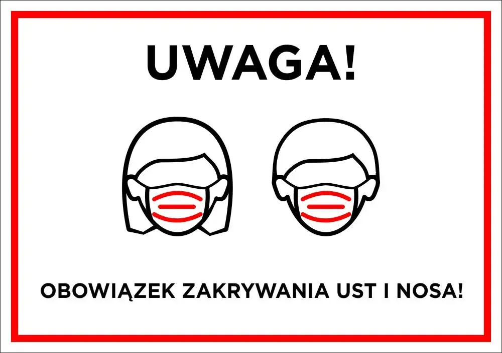maseczki w szpitalu znak informacyjny