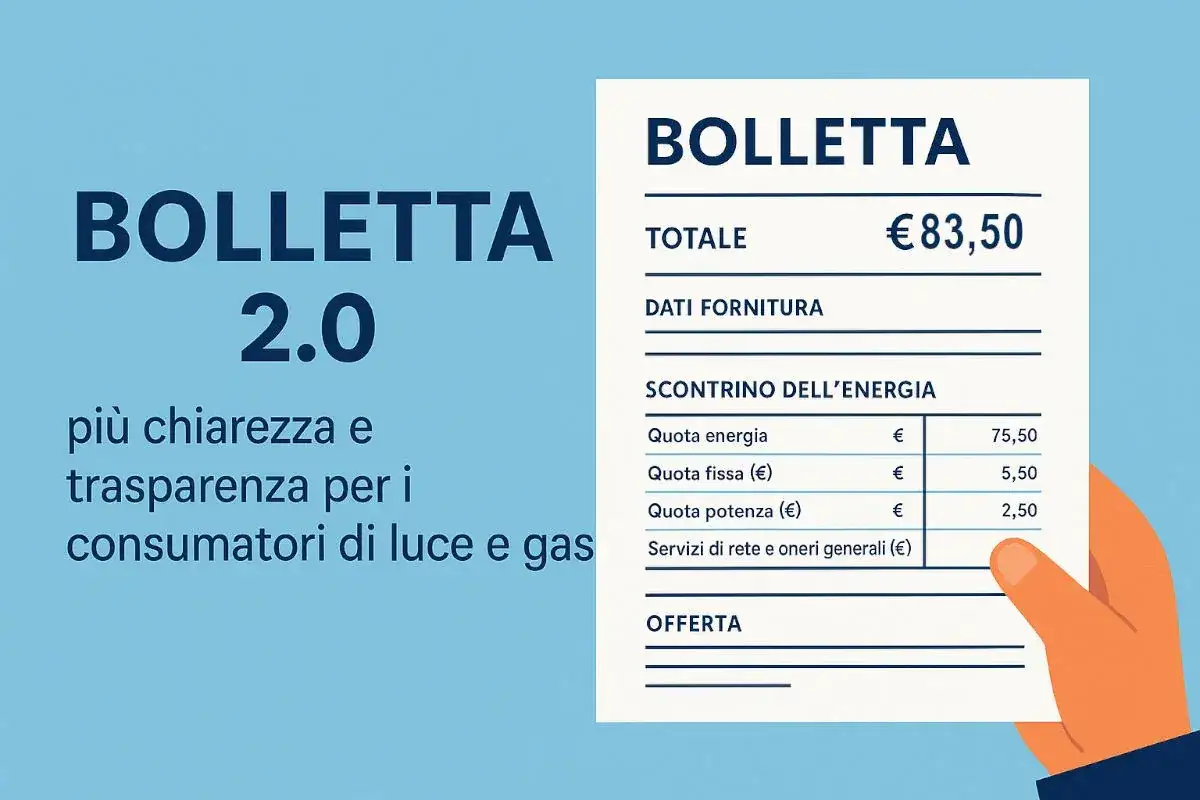 Bolletta 2.0: pi&ugrave; chiarezza e trasparenza per i consumatori di luce e gas, con dettagli sul fine mercato tutelato energia elettrica.