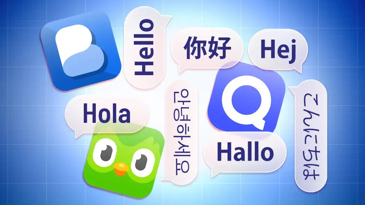 Szukasz jaka aplikacja do nauki angielskiego? Zobacz loga Duolingo, Babbel i innych platform do nauki języków.