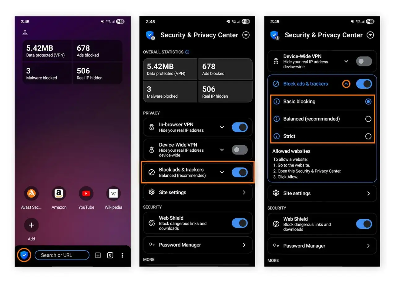 Android-App zeigt Einstellungen zum werbung ausschalten. 