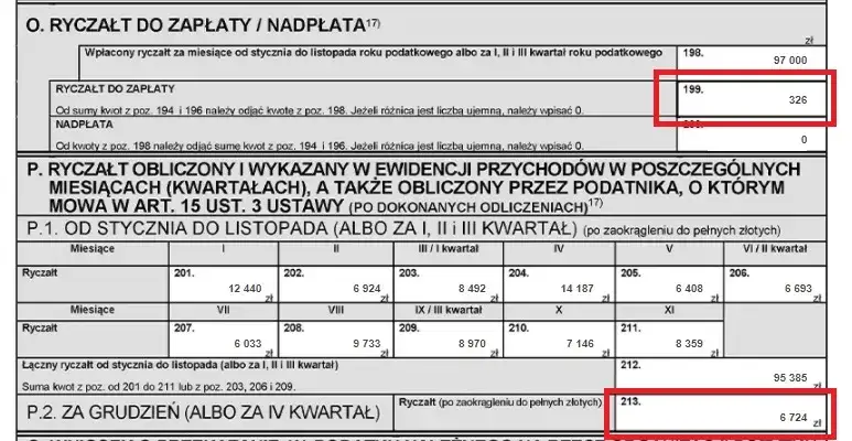 PIT-28 zeznanie roczne