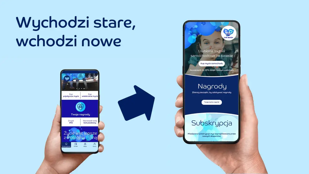 Nowe funkcje w aplikacji Car Wash: kup mycie, zbieraj nagrody i subskrybuj.