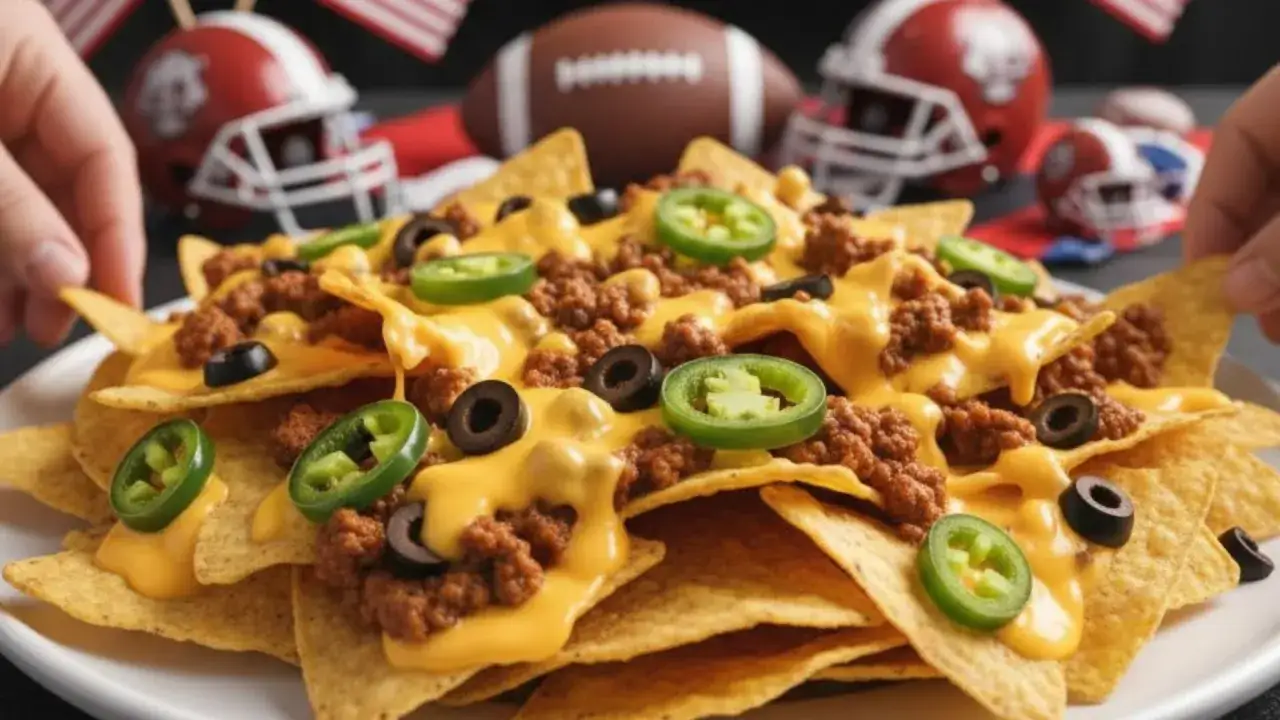 Nachos tex mex con carne molida, queso fundido, jalape&ntilde;os y aceitunas. &iexcl;Perfectos para ver el partido!