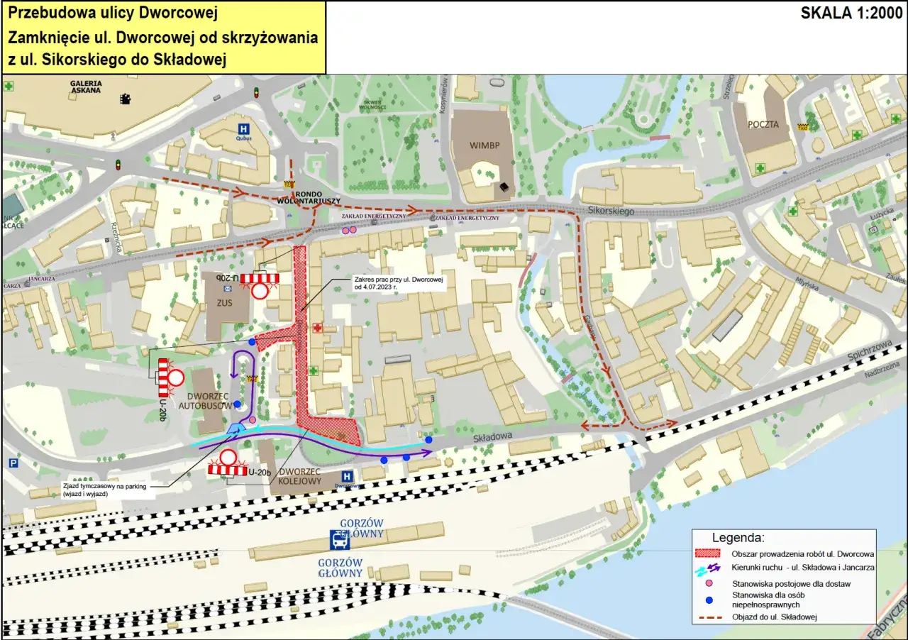 Mapa Dworzec PKS Gorzów Wielkopolski ul. Jancarza