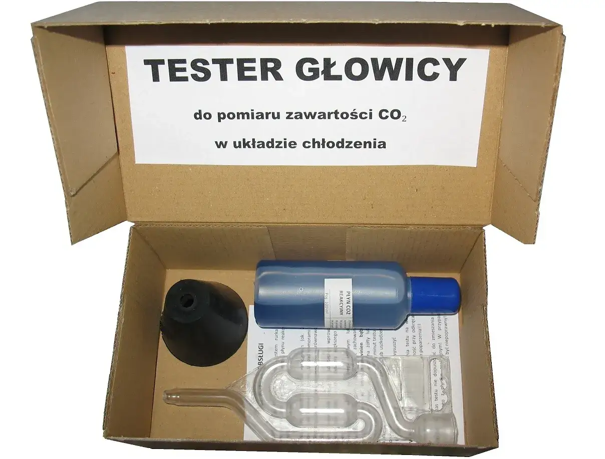 Tester głowicy do pomiaru CO2 w układzie chłodzenia. Płyn chłodniczy śmierdzi spalinami w zbiorniczku wyrównawczym? Ten zestaw pomoże to zdiagnozować.