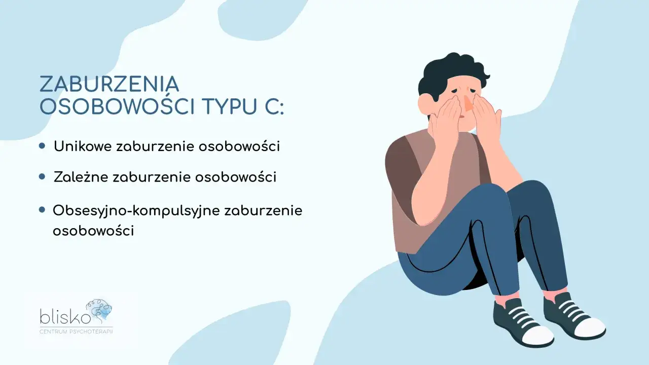 Ilustracja przedstawia osobę z zaburzeniami osobowości typu C, która ukrywa twarz w dłoniach.