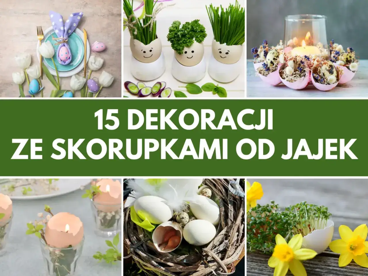 Wielkanocne dekoracje z jajek: urocze pisanki, świeczniki i ozdoby z rzeżuchą.