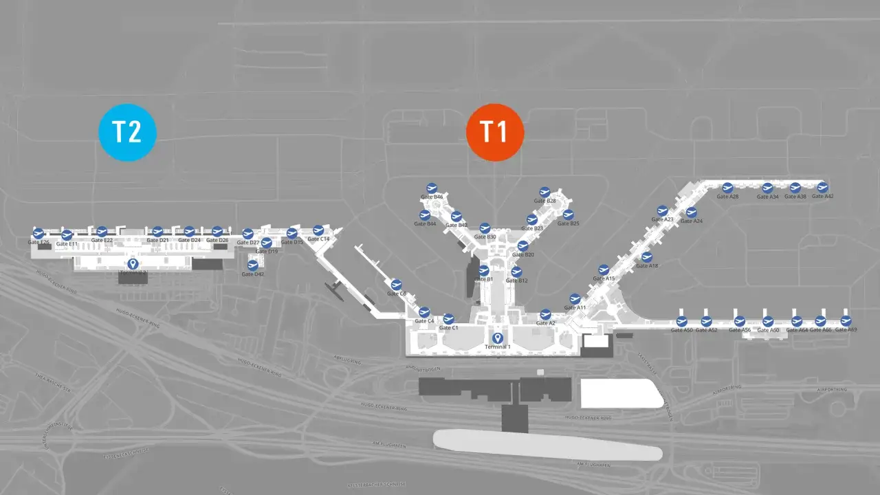 Frankfurt Flughafen Hotels Lagekarte Zonen