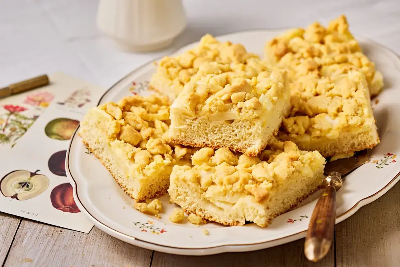 Saftiger Blechkuchen mit Streuseln, ein köstliches rezept hefeteig blechkuchen. Perfekt zum Kaffee oder Tee.