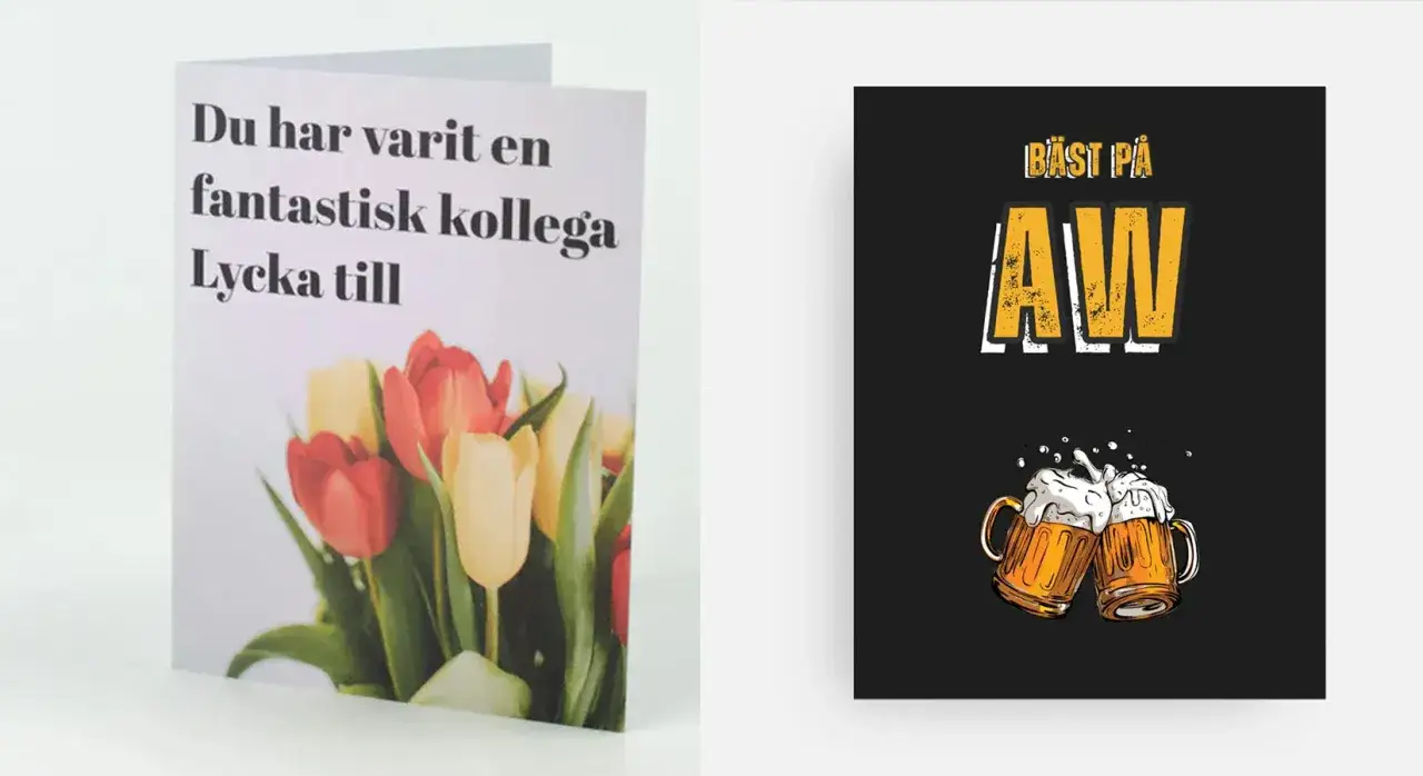 Kort med tulpaner och texten 