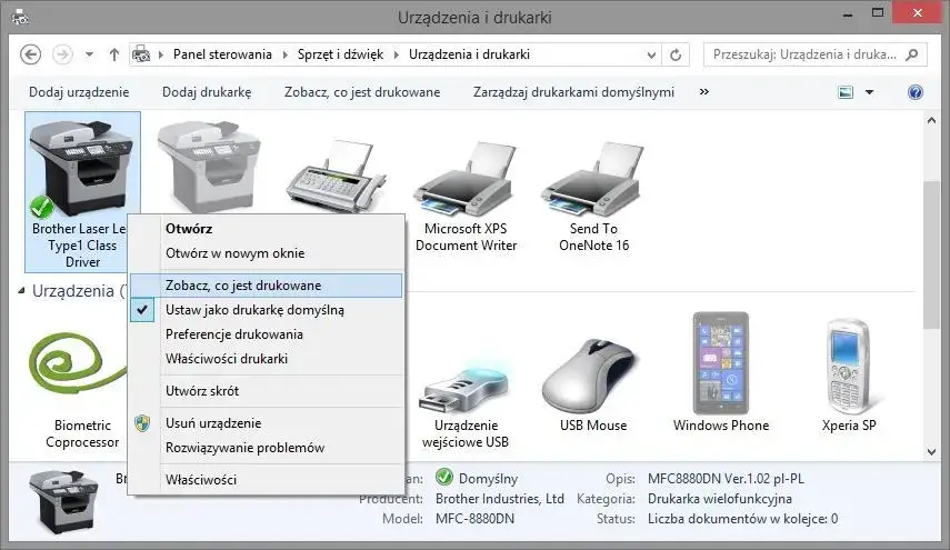 Drukarka offline ikona połączenia Wi-Fi