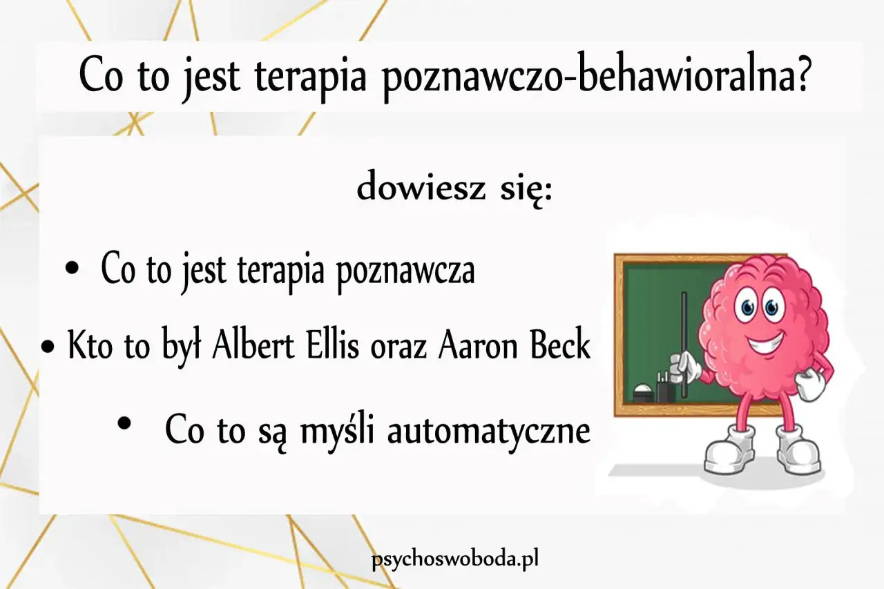 Terapia poznawczo-behawioralna samemu: dowiedz się o terapii poznawczej, twórcach i myślach automatycznych. Rysunek mózgu przy tablicy.