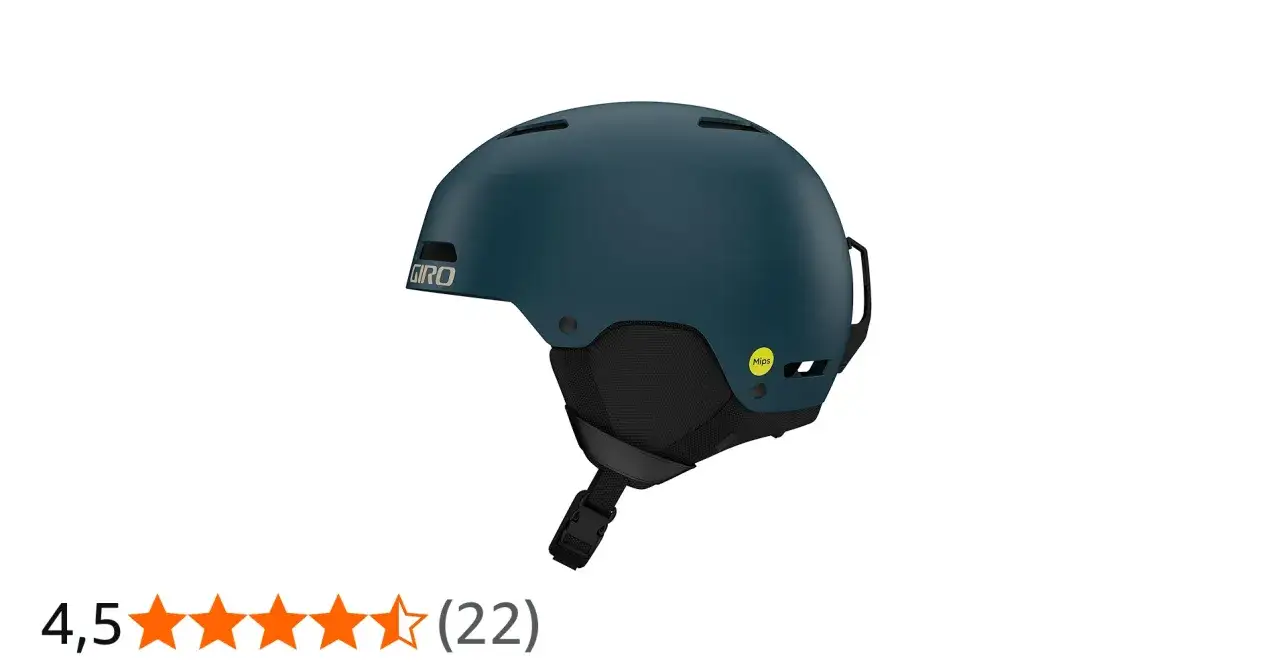 Granatowy giro kask narciarski z technologią Mips, idealny na zimowe szaleństwa.