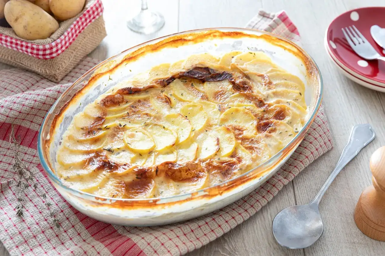 Gratin dauphinois dor&eacute; et cr&eacute;meux, pr&ecirc;t &agrave; &ecirc;tre d&eacute;gust&eacute;, comme le ferait Cyril Lignac.