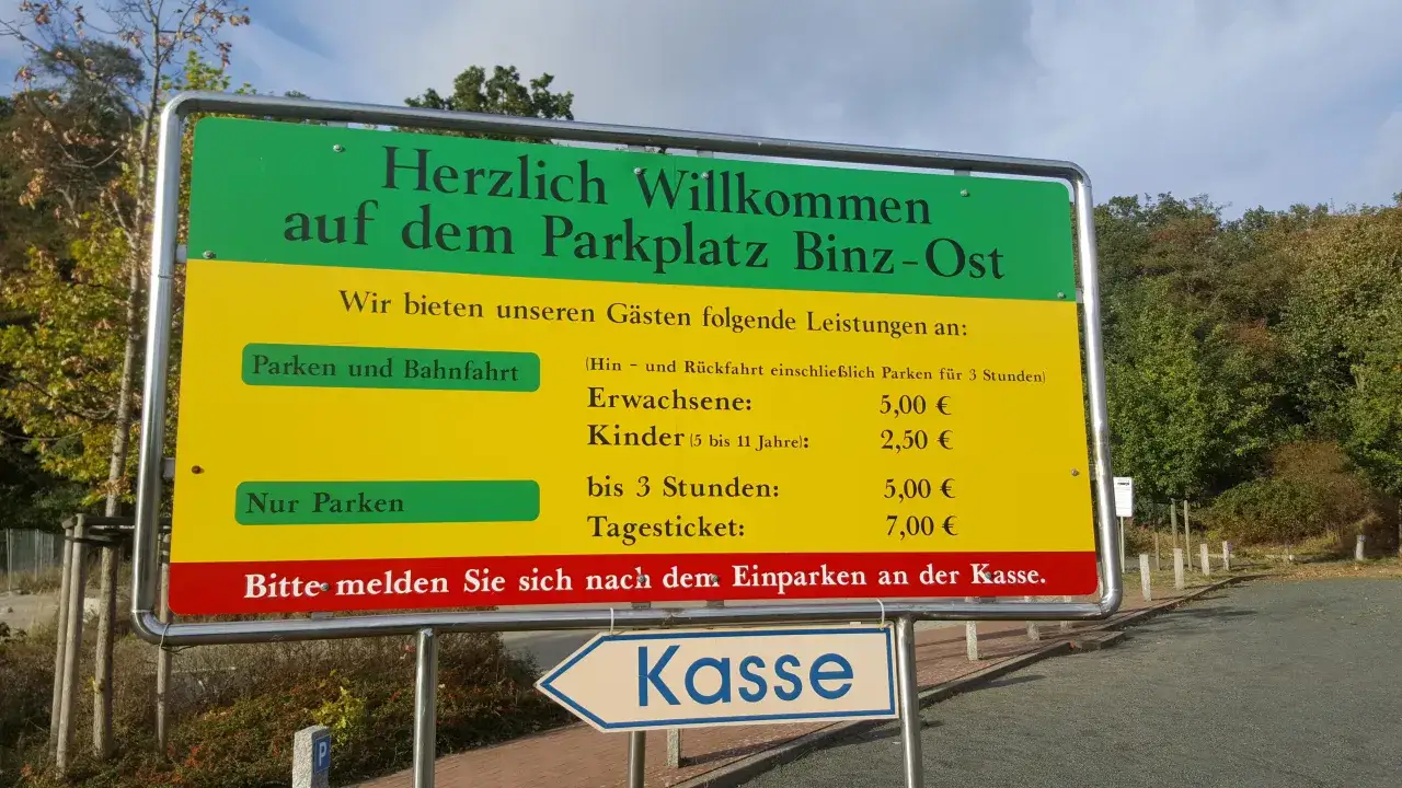Parkplatzplan Seebad Binz mit Parkzonen und Preisen
