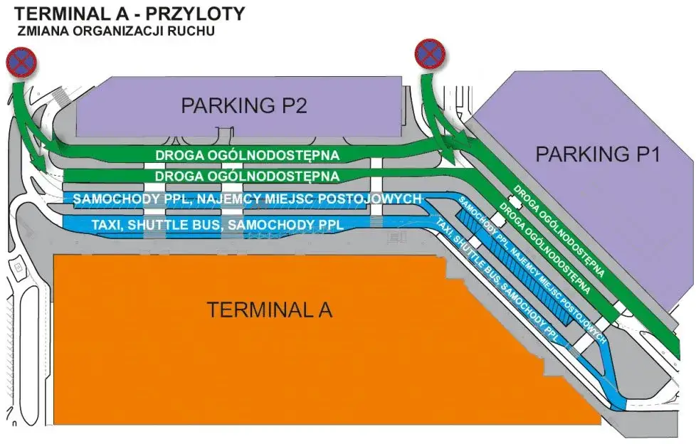 Mapa terminala A Lotnisko Chopina przyloty odloty