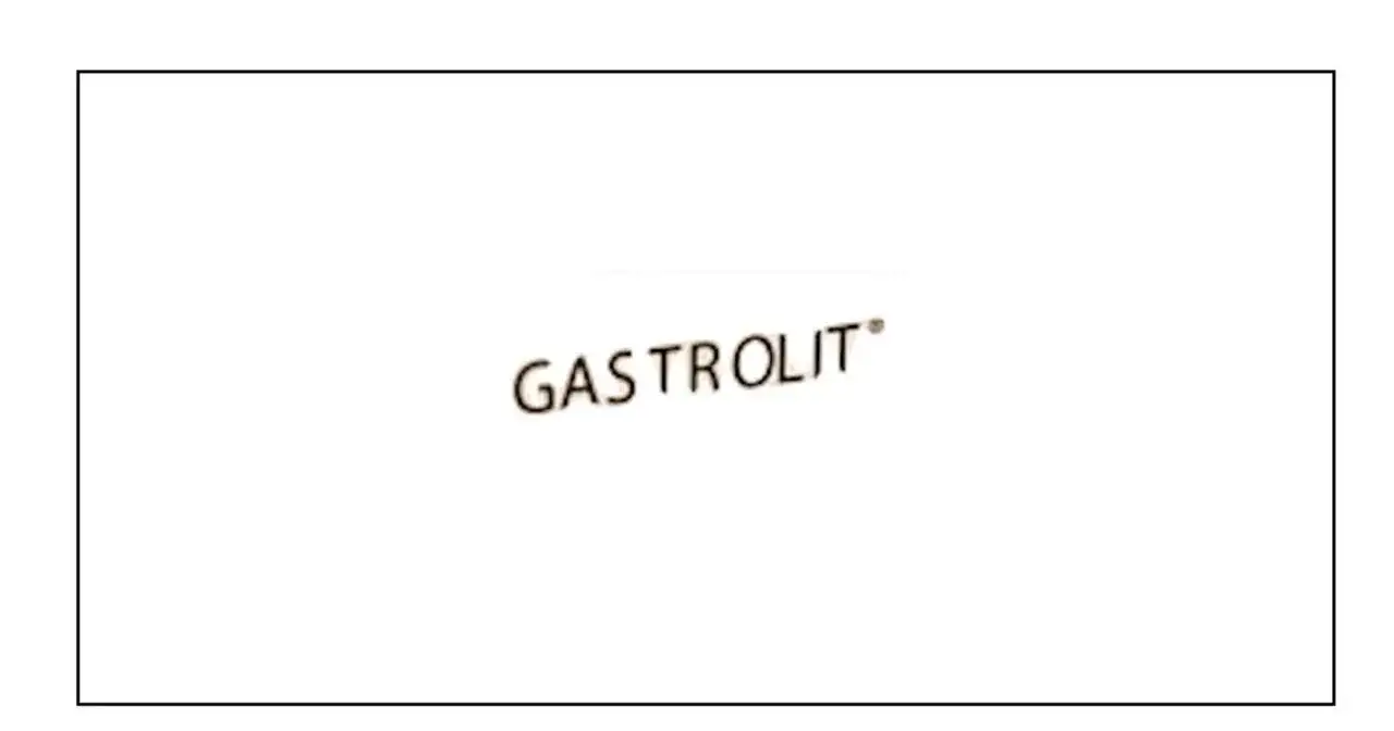 Napis GASTROLIT, lekko pochyły, na białym tle.