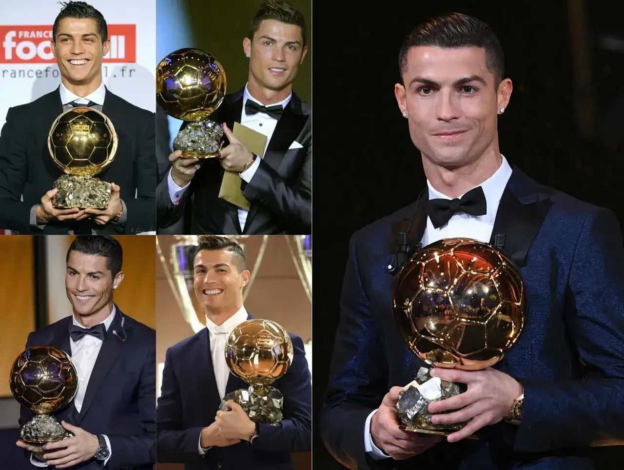 Cristiano Ronaldo ze złotymi piłkami