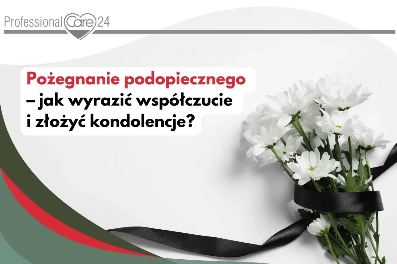 Białe kwiaty z czarną wstęgą, symbolizujące pożegnanie i kondolencje dla rodziny.