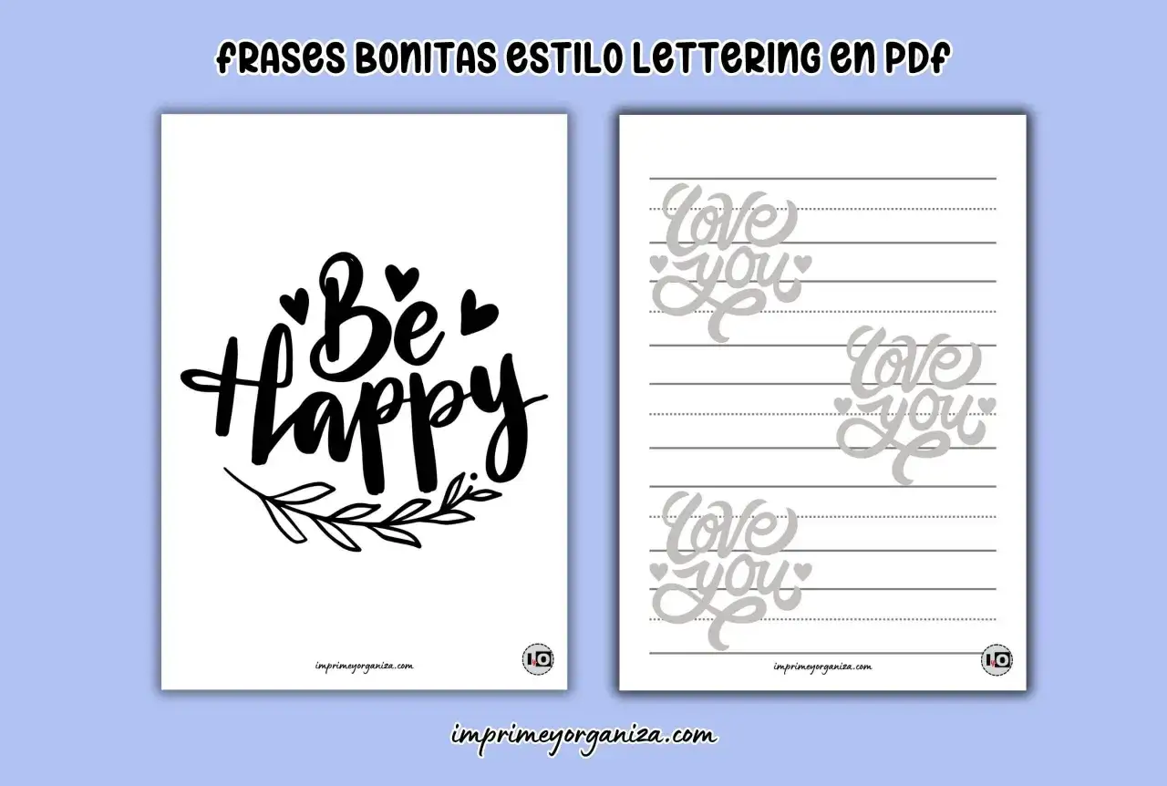 Dos hojas con frases de lettering: