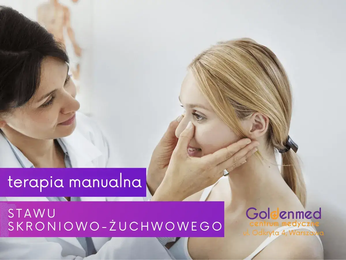 Terapia twarzowo czaszkowa: specjalista delikatnie bada twarz pacjentki, oferując ulgę i poprawę samopoczucia.