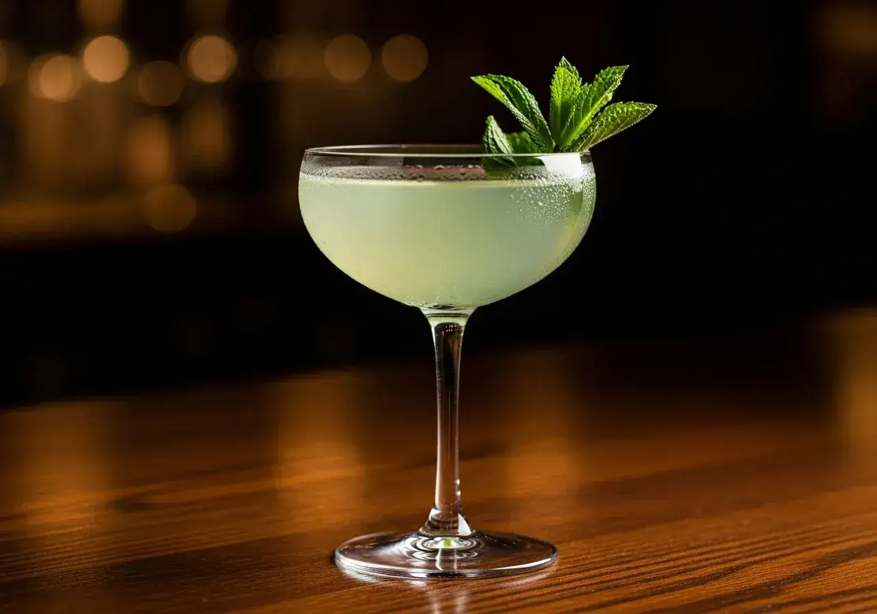 En svalkande Southside drink, perfekt f&ouml;r en varm kv&auml;ll. Garnerad med f&auml;rsk mynta.