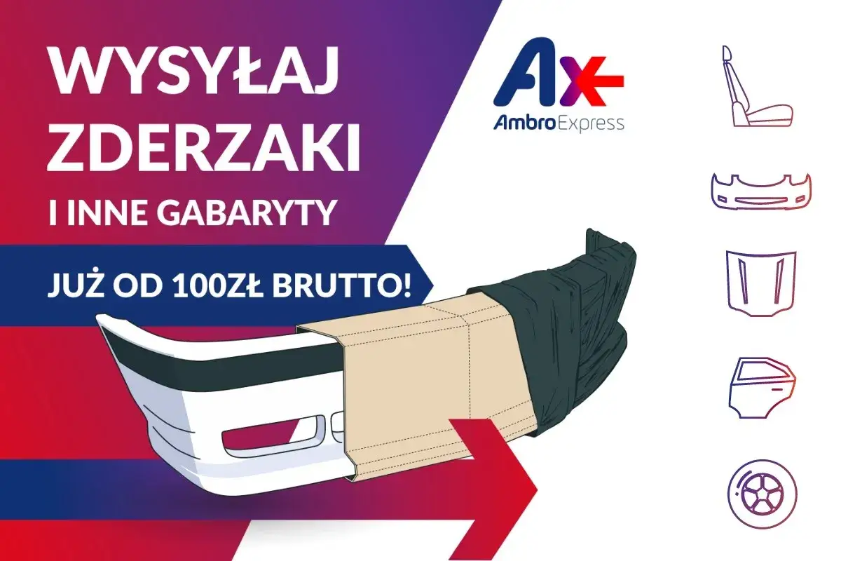 Kurier AmbroExpress wysyła zderzaki i inne części samochodowe. Zamów wysyłkę już od 100 zł brutto!