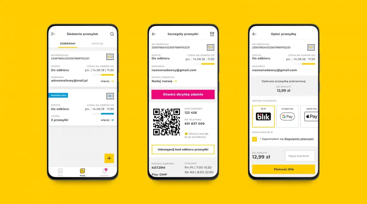 Aplikacja InPost Mobile ekran główny