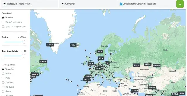 Mapa Europy tanie loty