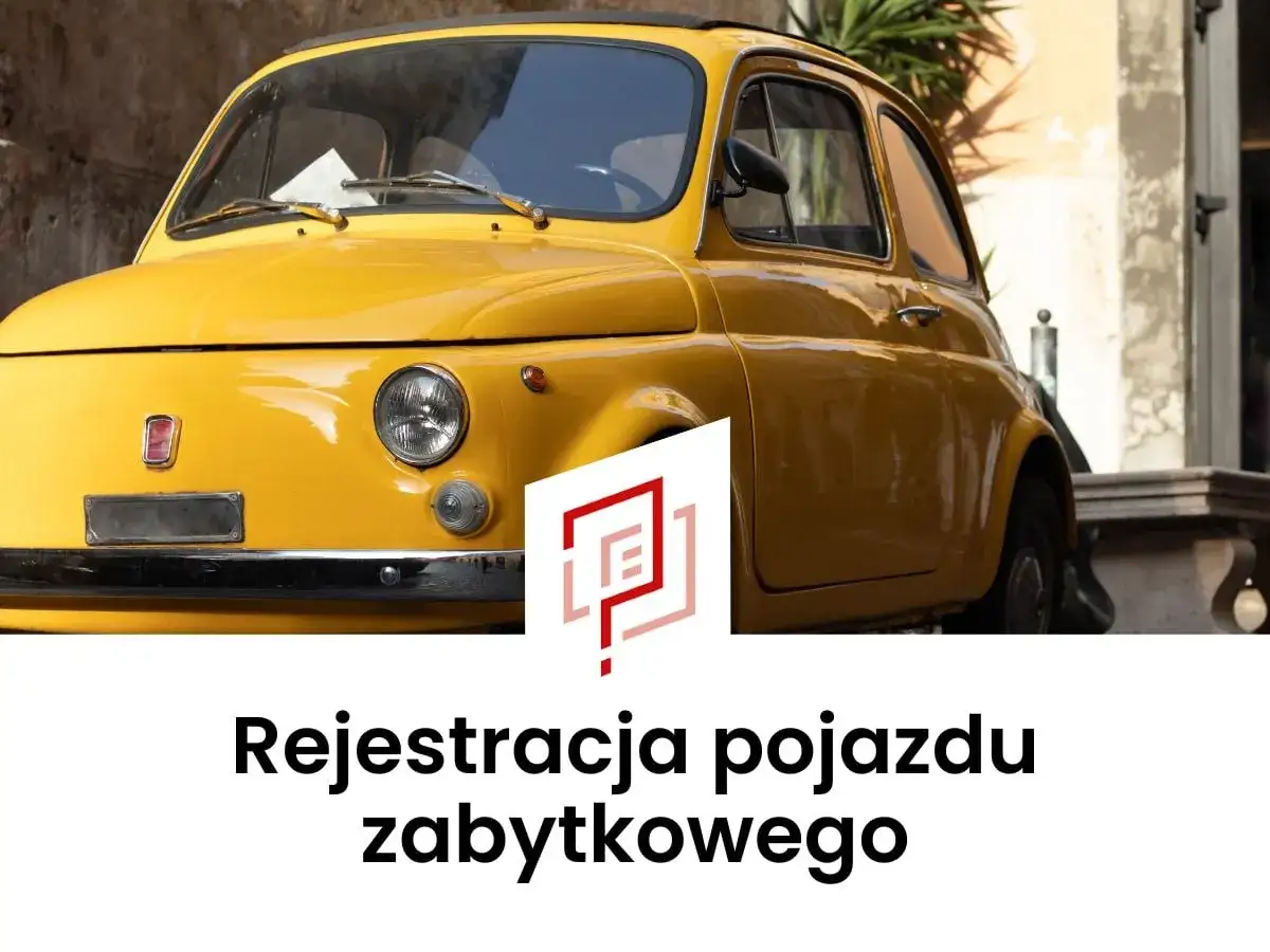 Ż&oacute;łty Fiat 500, klasyk motoryzacji, idealny do rejestracji pojazdu zabytkowego.