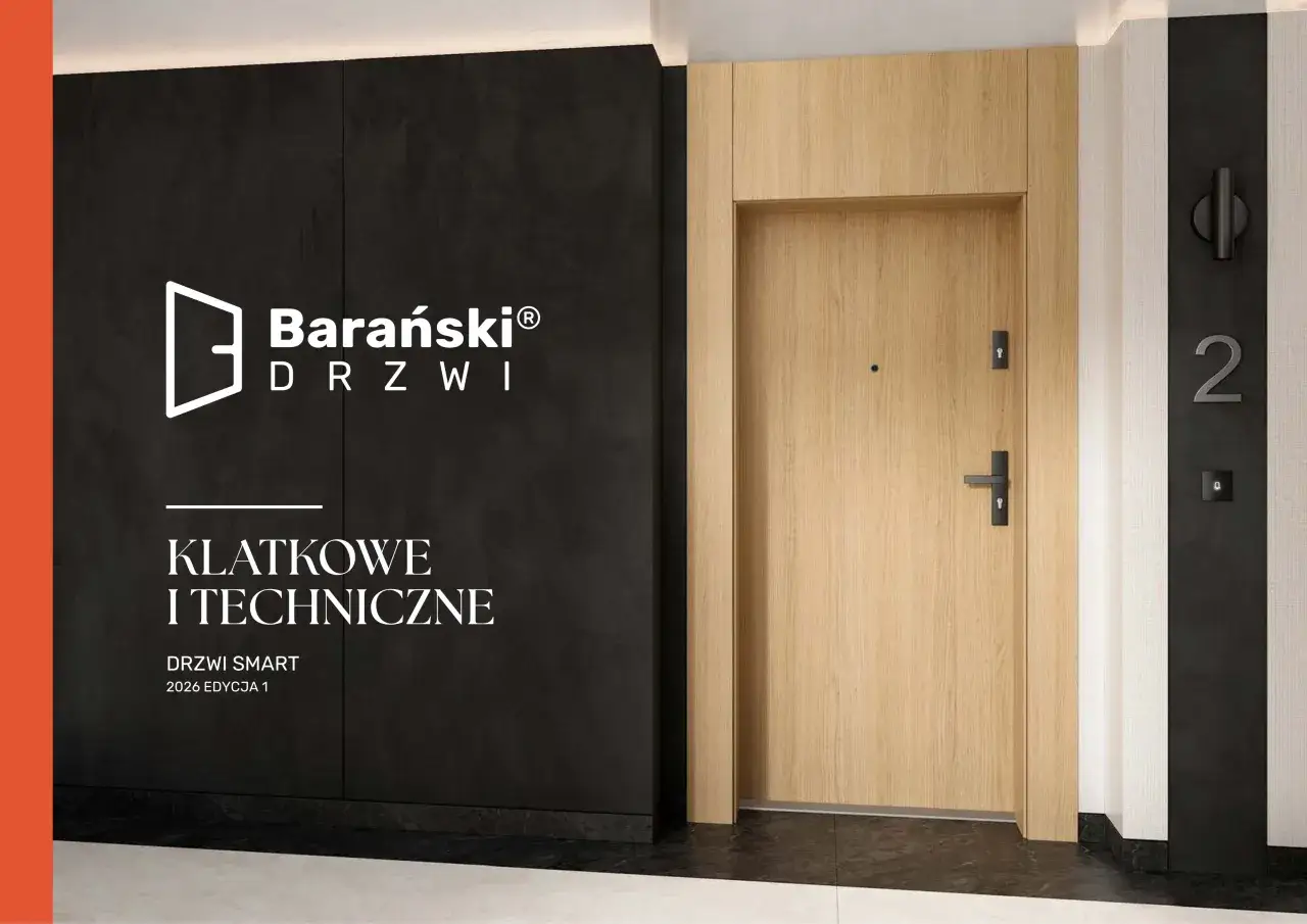 Eleganckie, drewniane barański drzwi zewnętrzne, idealne do klatki schodowej. Nowoczesny design i wysoka jakość.