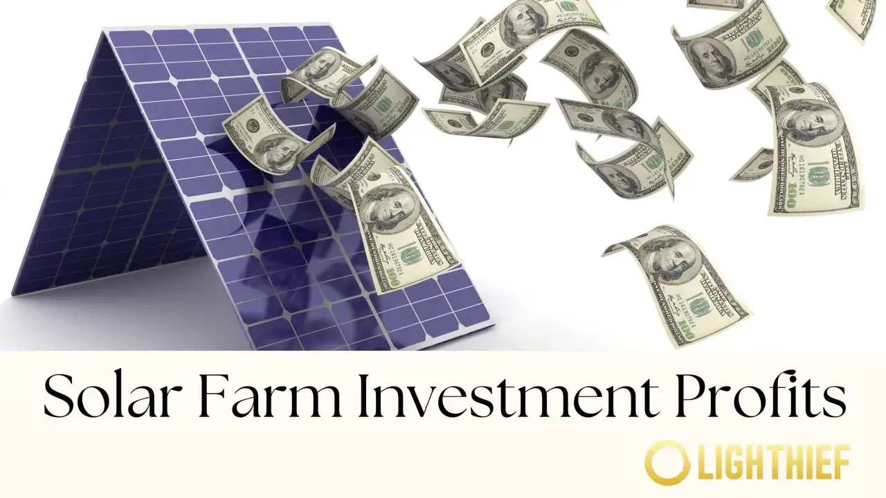 Panneaux solaires générant des billets de 100 dollars. Le photovoltaïque, une définition de profit.