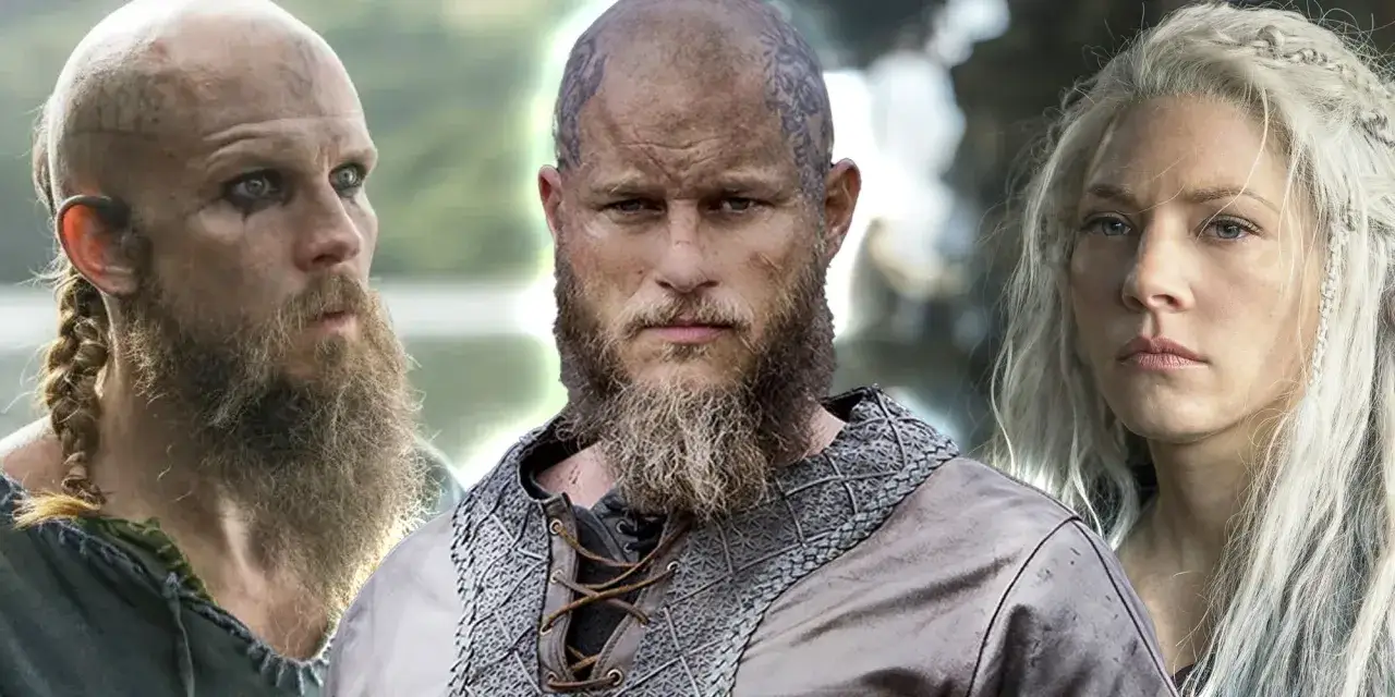 Ragnar Lothbrok, Floki och Lagertha från rollistan i Vikings.