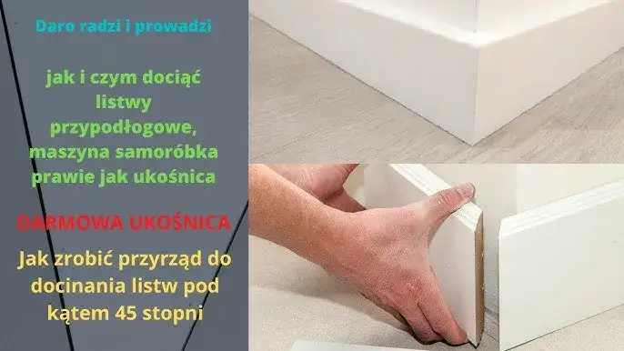 cięcie listwy wieńczącej ukośnicą pod kątem 45 stopni