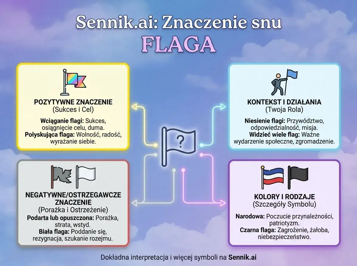 Co oznacza flaga biało-niebieska? W snach symbolizuje patriotyzm, przynależność lub poddanie się. Interpretacja zależy od kontekstu.