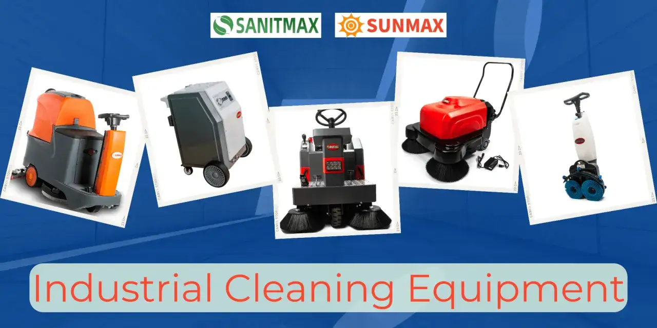 Diversos equipos de limpieza industrial, como barredoras y fregadoras, para mantener tus espacios impecables.