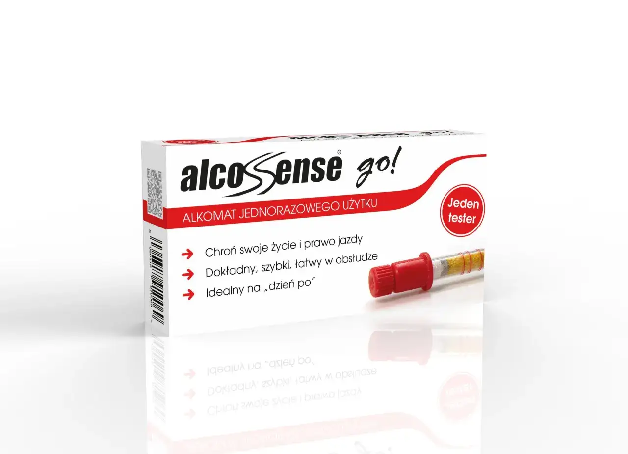AlcoSense go! - jednorazowy test alkoholowy. Chroń życie i prawo jazdy. Dokładny, szybki, łatwy w obsłudze, idealny na