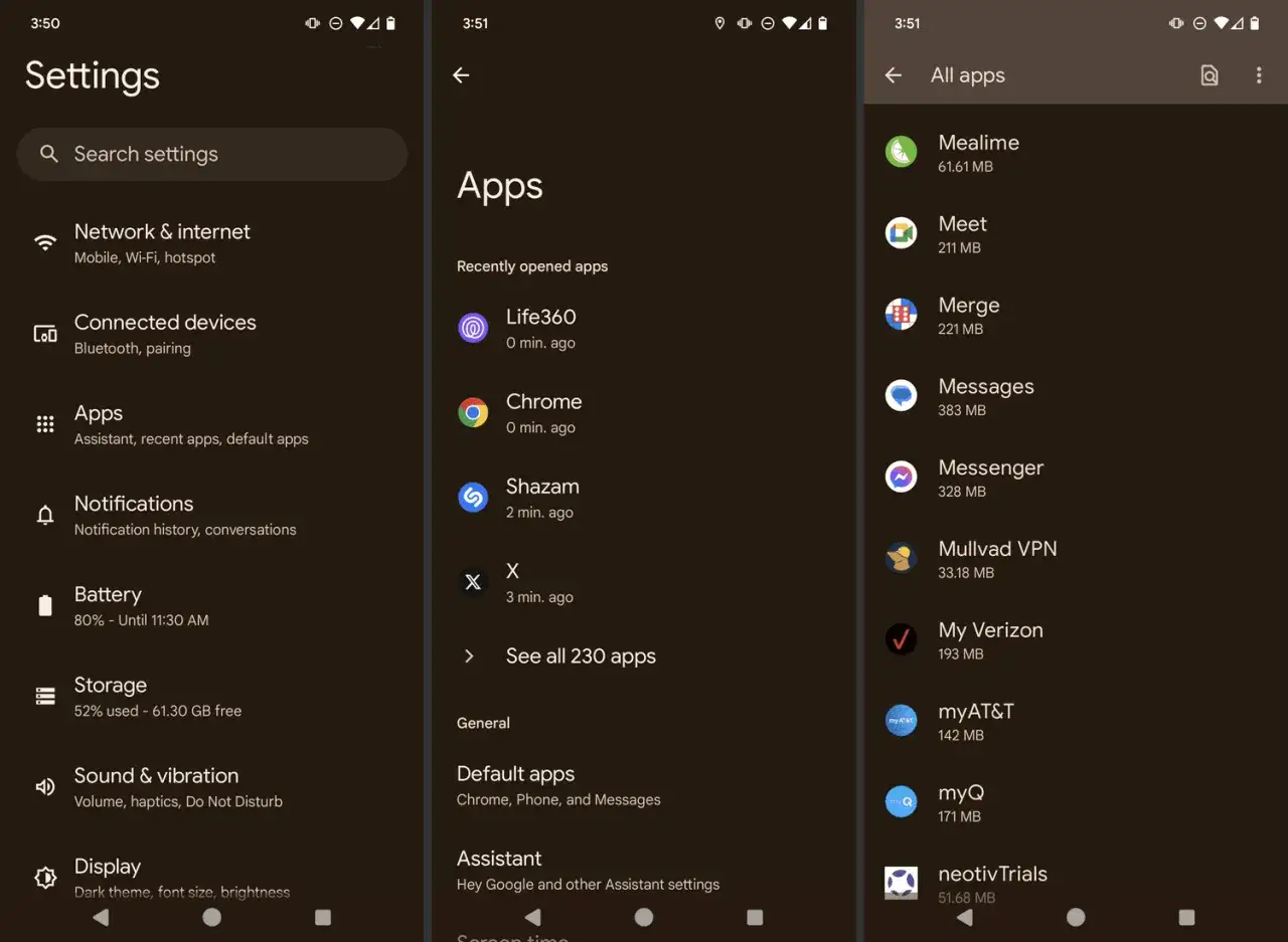 Ekran ustawień telefonu, lista aplikacji. Czy mogę usunąć Facebooka bez usuwania Messengera?