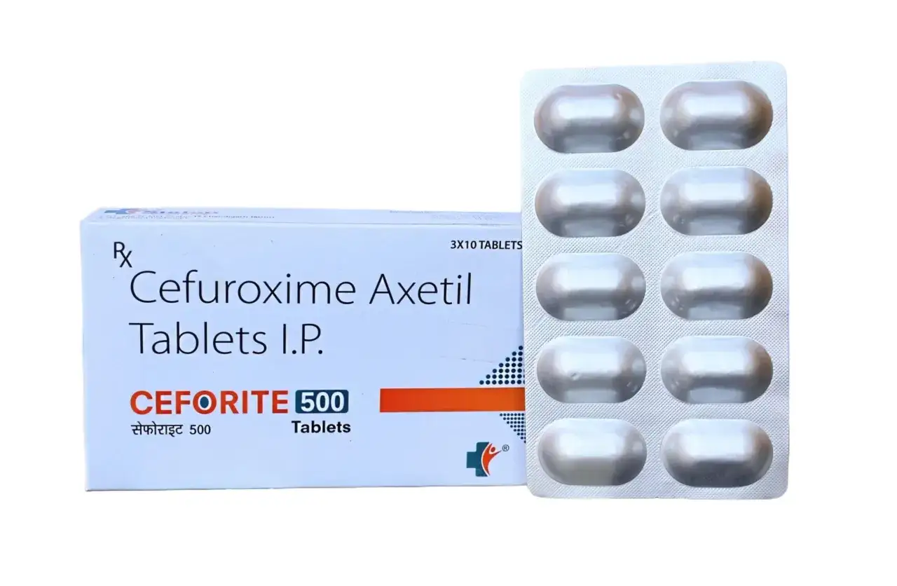 Opakowanie leku Cefuroxime Axetil, znanego jako zinnat, zawiera 30 tabletek w blistrach.