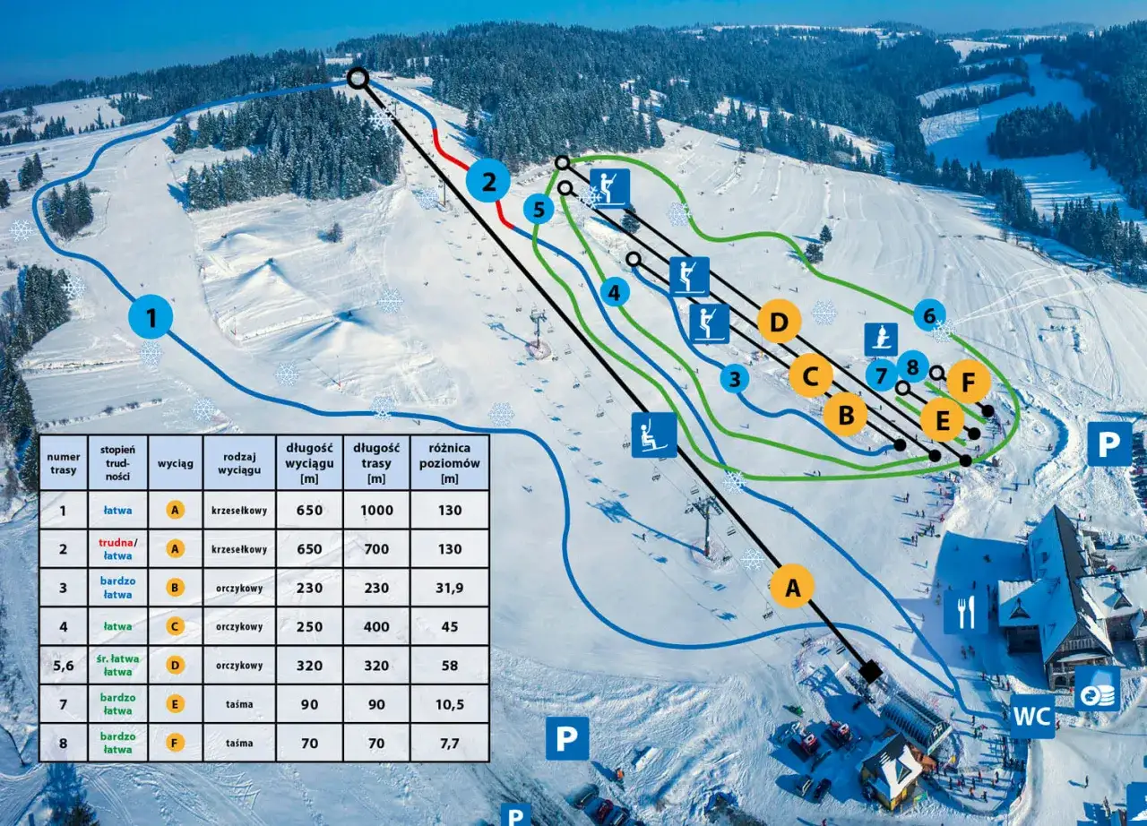 Mapa tras narciarskich Czarna G&oacute;ra Resort