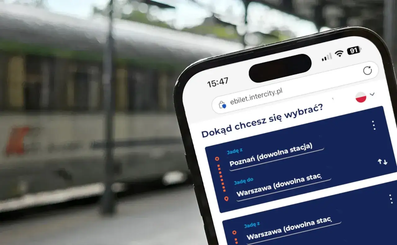 interfejs wyszukiwarki biletów PKP Intercity