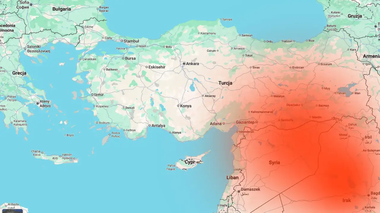 Mapa Turcji z zaznaczonymi regionami o podwyższonym ryzyku. Czy w Turcji jest bezpiecznie? Zależy od regionu.