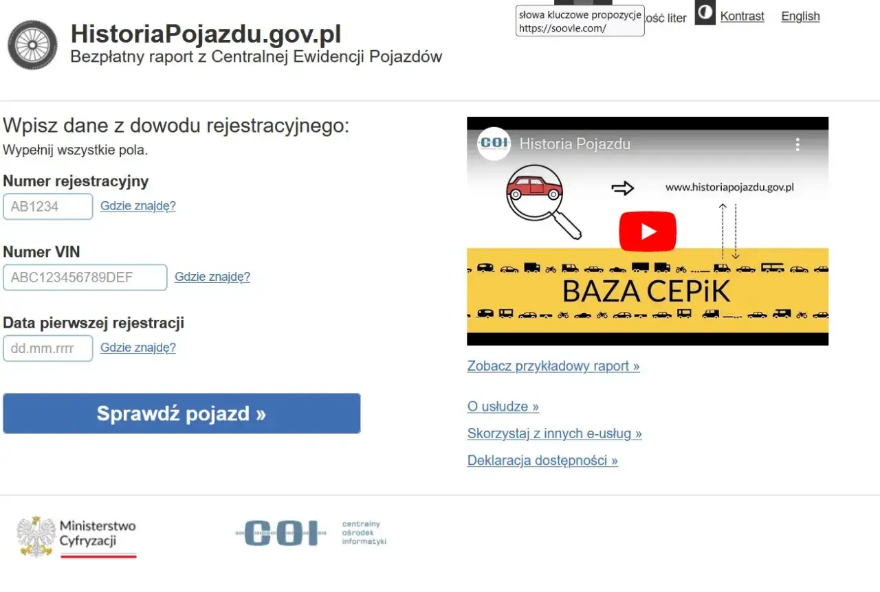 Historia pojazdu z Niemiec do sprawdzenia. Wpisz numer rejestracyjny, VIN i datę pierwszej rejestracji, aby uzyskać bezpłatny raport z CEPiK.