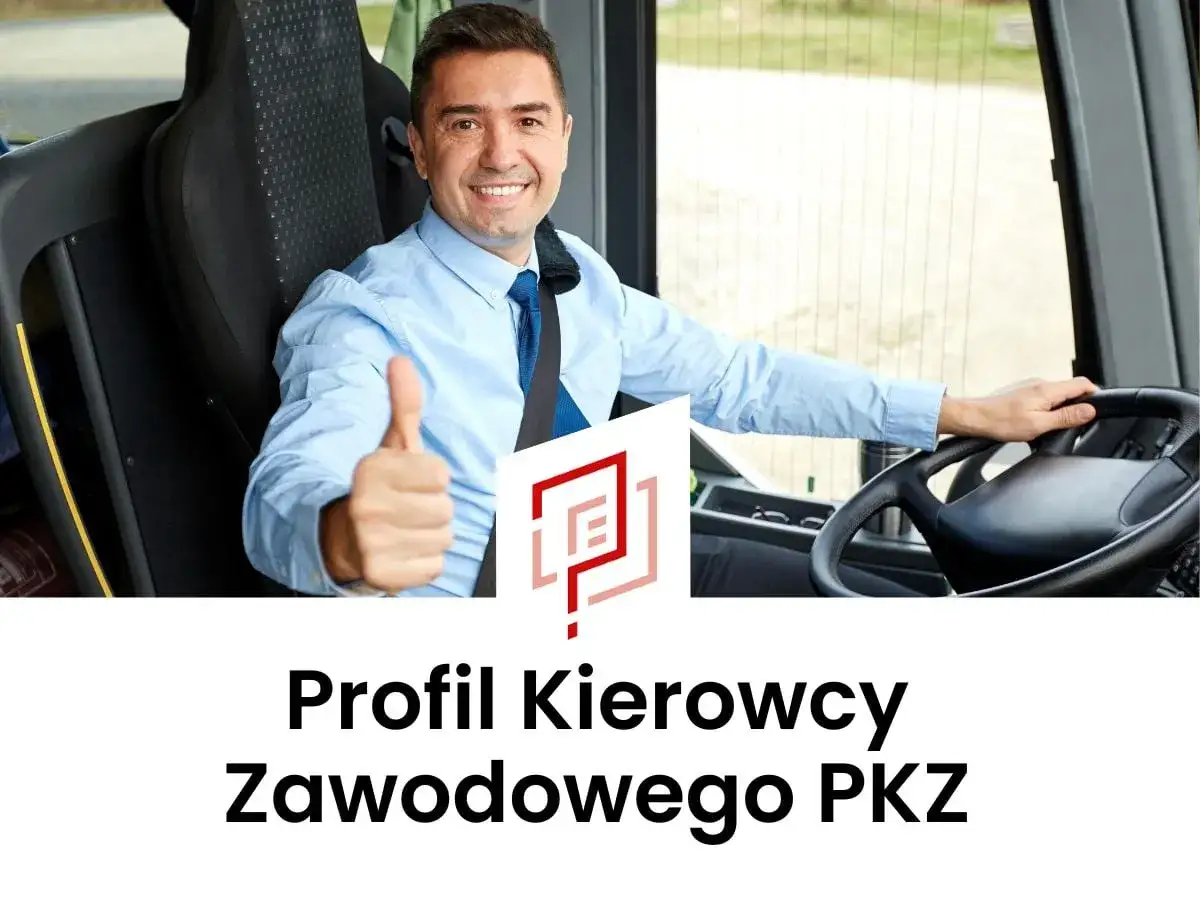 Uśmiechnięty kierowca autobusu pokazuje kciuk w górę. Posiada prawo jazdy z kodem 95, co świadczy o jego profesjonalizmie.