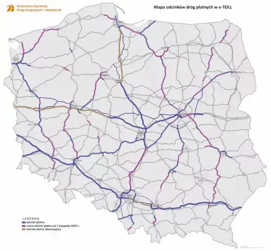 Mapa autostrady A1 odcinek Toruń Gorzyczki GDDKiA