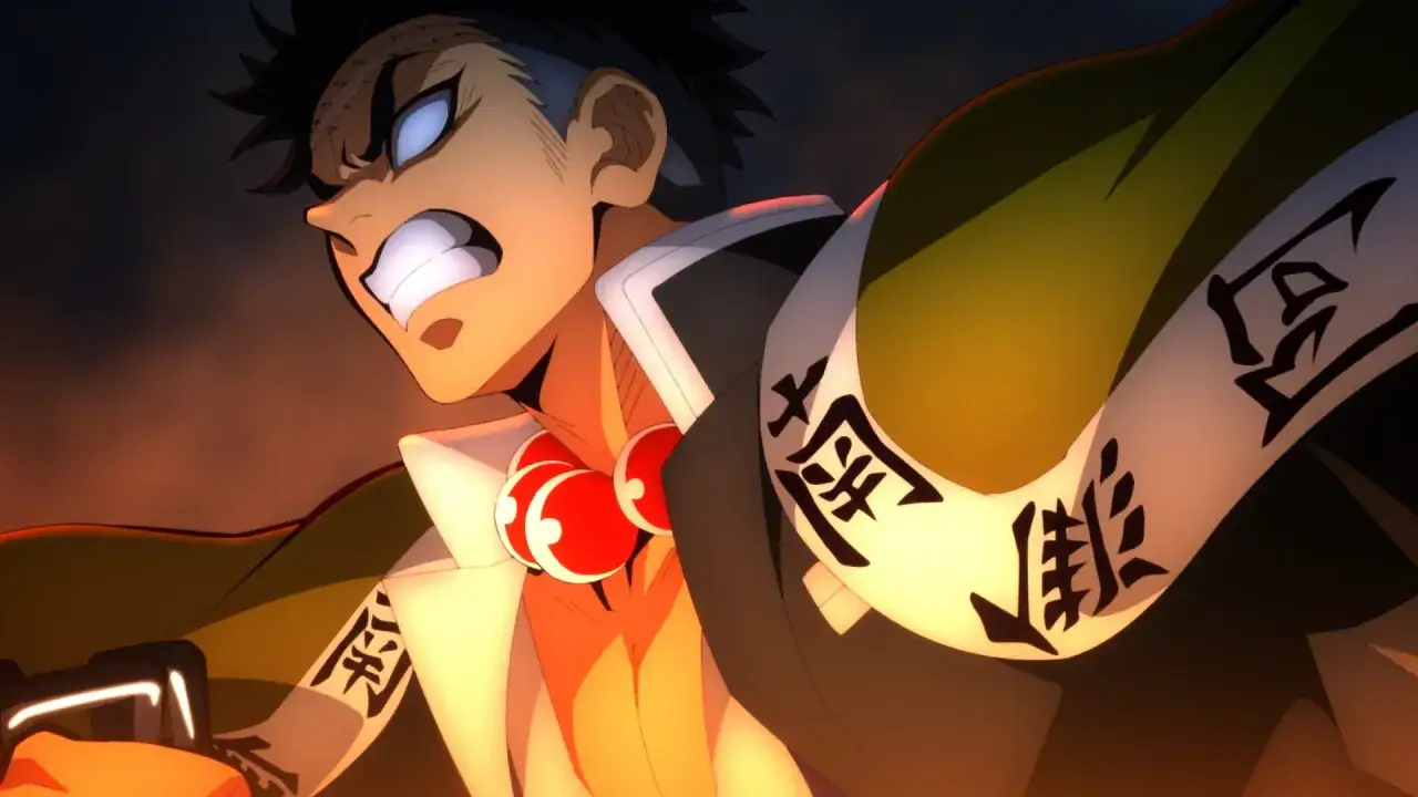Genya Shinazugawa mit wütendem Ausdruck. Wann kommt der Demon Slayer Film auf Crunchyroll?